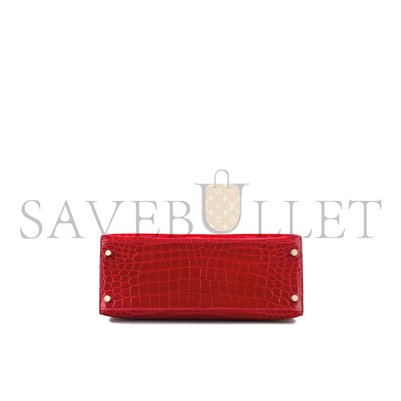 H**mes master shiny chinese red alligator kelly 28 with gold hardware (28*22*10cm)